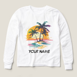 Camiseta Víblias Tropicais Sunset - Palm Trees & Beach Desi