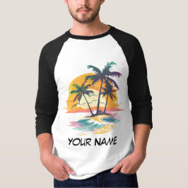 Camiseta Víblias Tropicais Sunset - Palm Trees & Beach Desi