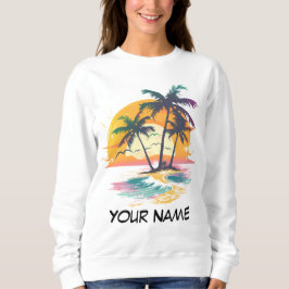 Camiseta Víblias Tropicais Sunset - Palm Trees & Beach Desi