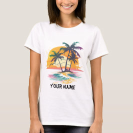Camiseta Víblias Tropicais Sunset - Palm Trees & Beach Desi