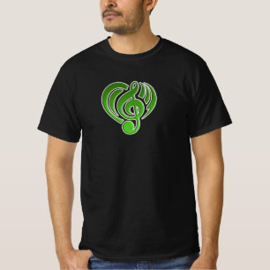 Camiseta Vibrações Amor Musical Coração Verde Nota Musical 