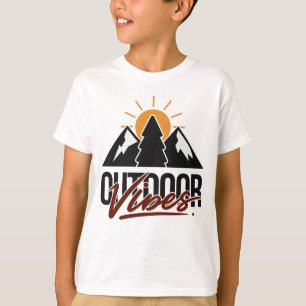 Camiseta Vibrações ao Ar Livre Montanha Árvore Nascer do So
