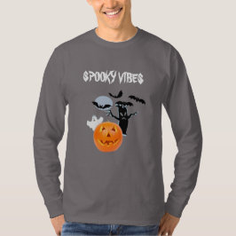 Camiseta Vibrações Assustadoras de Halloween com Fantasma B