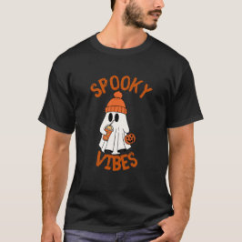 Camiseta vibrações assustadoras Halloween fantasma fofo
