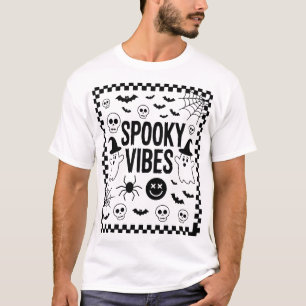 Camiseta Vibrações Assustadoras Halloween Retrô