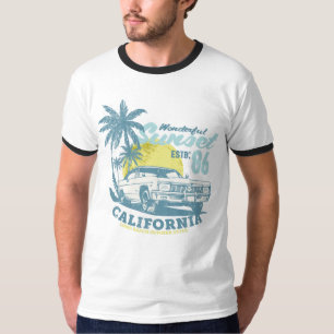 Camiseta Vibrações da Praia da Califórnia Pôr do Sol & Carr