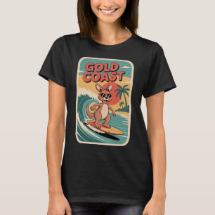 Camiseta Vibrações da Praia de Queensland Retrô Pôr do Sol