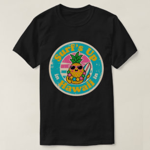 Camiseta Vibrações de Aloha_ Surfista de Abacaxi Arte Vinta