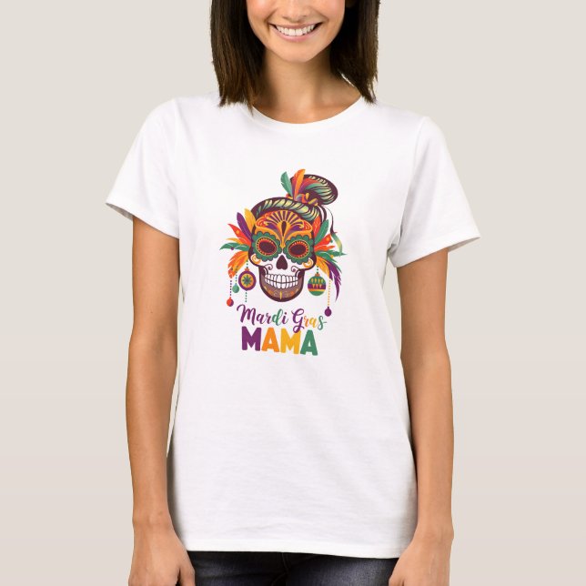 Camiseta Vibrações de Carnaval da Mamãe do Mardi Gras (Frente)