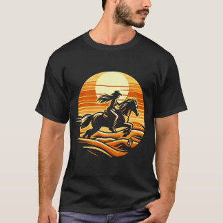 Camiseta Vibrações de Cowgirl Piloto do Pôr do Sol Retrô