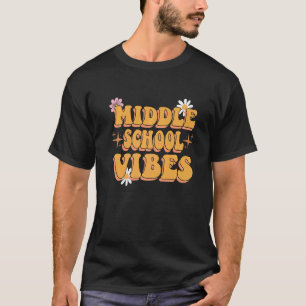 Camiseta Vibrações de Escola Secundária Flores Retro Groovy