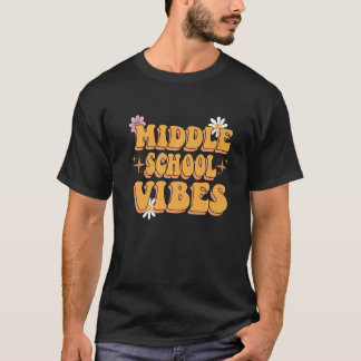 Camiseta Vibrações de Escola Secundária Flores Retro Groovy
