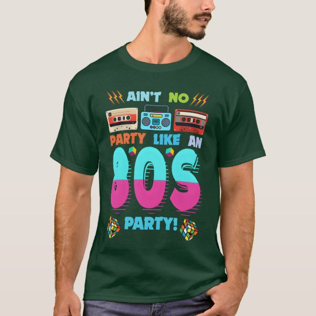 Camiseta Vibrações de Festa dos Anos 80 Design Retro com Ca (Frente)
