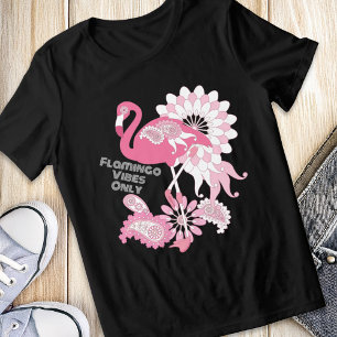 Camiseta Vibrações de Flamingo Apenas - Flamingo Rosa Paisl