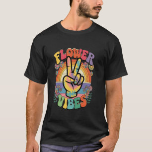Camiseta vibrações de flor descolada vintage retrô grooooov
