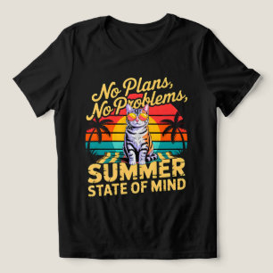 Camiseta Vibrações de Gato de Verão – Praia Retrô Divertida