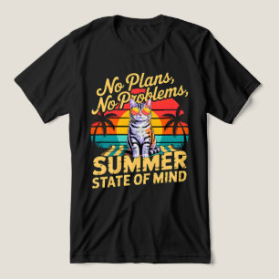 Camiseta Vibrações de Gato de Verão – Praia Retrô Divertida