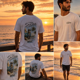 Camiseta Vibrações de Gato Surfista de Verão Retrô Anos 80