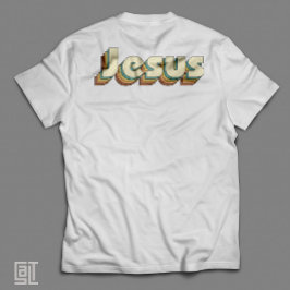 Camiseta Vibrações de Jesus Bauhaus Fé Cristã Vintage Retro