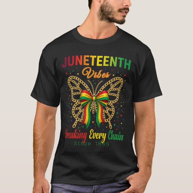 Camiseta Vibrações de Juneteenth Laço Coquette Dia da Liber (Frente)
