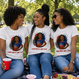 Camiseta Vibrações de Juneteenth Vermelho, Branco e Azul Ap