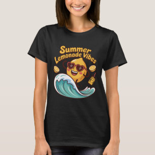 Camiseta Vibrações de Limonada de Verão Surfando a Onda de