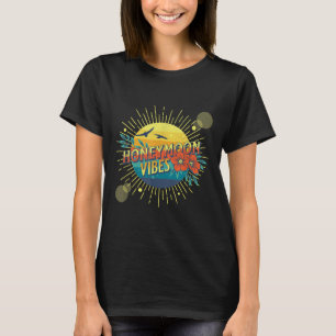 Camiseta Vibrações de Lua de Mel Retro Nova Noiva Noivo Vac
