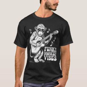 Camiseta Vibrações de Macaco Funky Design de Guitarra Para