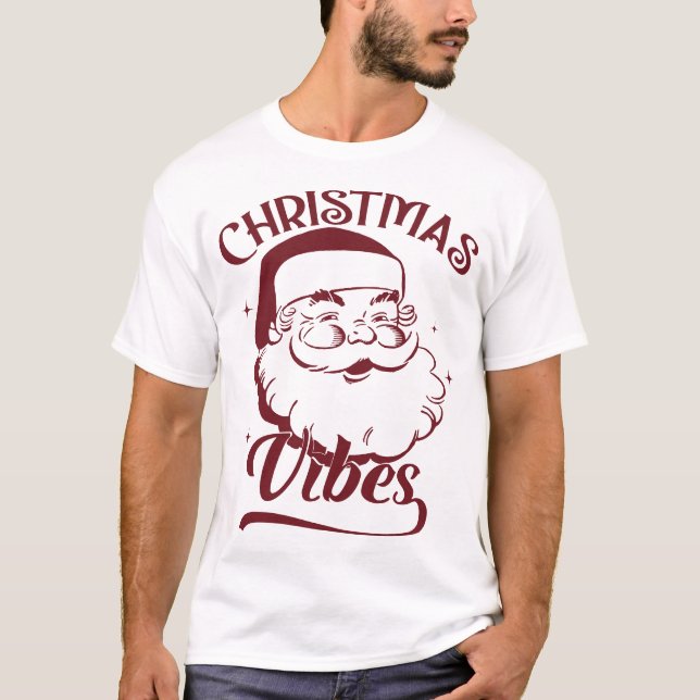 Camiseta Vibrações de Natal Design Vintage (Frente)