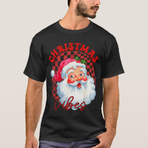 Camiseta Vibrações de Natal do Papai Noel Vermelho Vintage