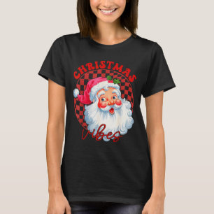 Camiseta Vibrações de Natal do Papai Noel Vermelho Vintage