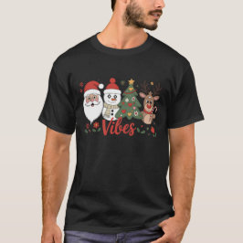 Camiseta Vibrações de Natal Papai Noel Boneco de Neve Rena