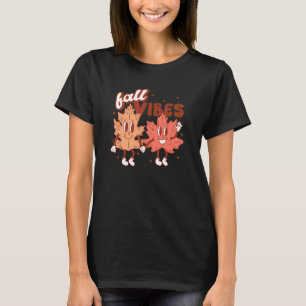 Camiseta Vibrações de Outono Abóboras Folhas Vibrações de O