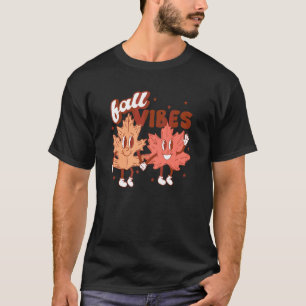 Camiseta Vibrações de Outono Abóboras Folhas Vibrações de O