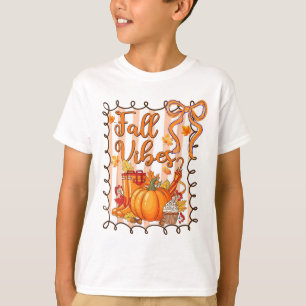 Camiseta Vibrações de Outono Dia de Ação de Graças Abóbora