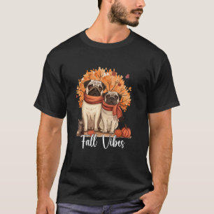 Camiseta Vibrações de Outono Folhas de Outono Abóbora e Ama