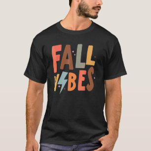 Camiseta Vibrações de Outono Retrô Relâmpago Feliz Ação de