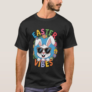 Camiseta Vibrações de Páscoa Feliz Dia de Páscoa Coelho