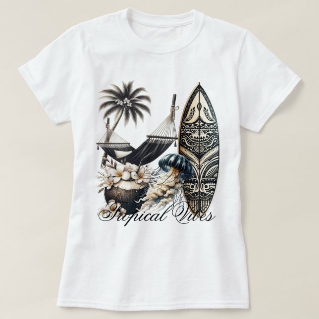Camiseta Vibrações de Praia (Frente do Design)