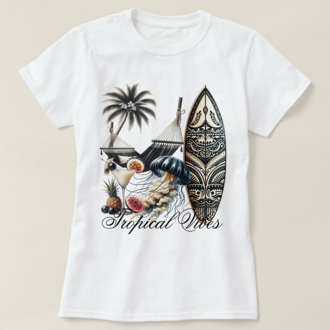 Camiseta Vibrações de Praia (Frente do Design)