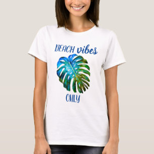 Camiseta Vibrações de Praia Tropical Somente Citação de Fol