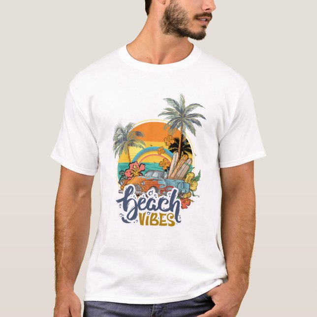 Camiseta vibrações de praia verão (Frente)