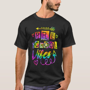 Camiseta Vibrações de Pré-Escola Volta às Aulas Tie Dye Cam