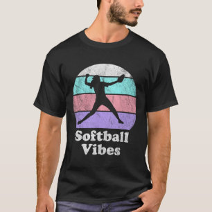 Camiseta Vibrações de Softball Retro Vintage Meninas ou Mul
