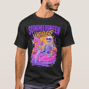 Camiseta Vibrações de Summerween Esqueleto Assustador de Fl