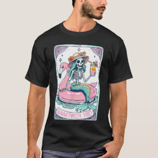 Camiseta Vibrações de Summerween Esqueleto Sereia Tarot de