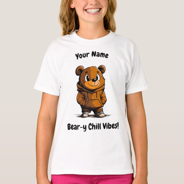 Camiseta Vibrações de Urso Super Relax! Design de Urso com  (Frente)