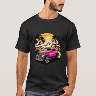 Camiseta Vibrações de Verão Carro Antigo Pôr do Sol na Cami