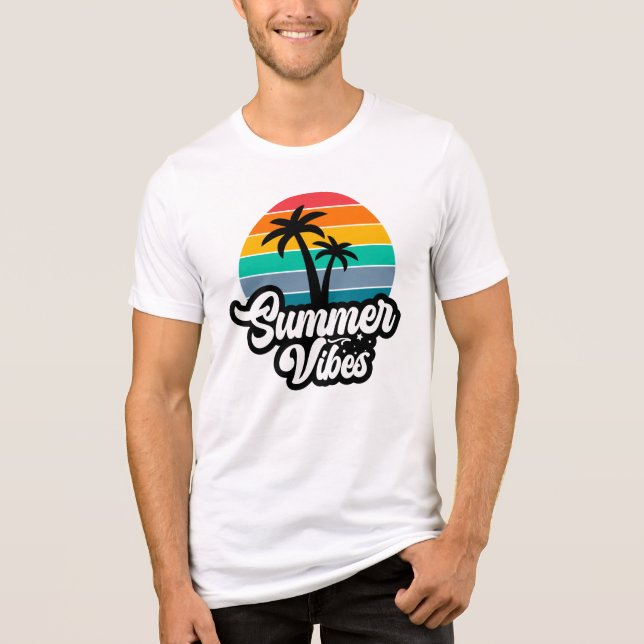 Camiseta Vibrações de Verão com Design de Palmeiras (Frente)