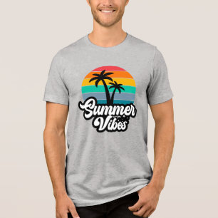 Camiseta Vibrações de Verão com Design de Palmeiras